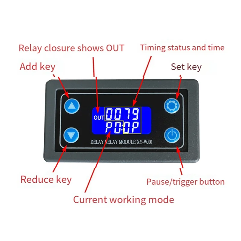 

LBER DC 6-30V LED Digital Time Delay Relay Module Programmable Timer Relay Control Switch Timing Trigger Cycle With Case