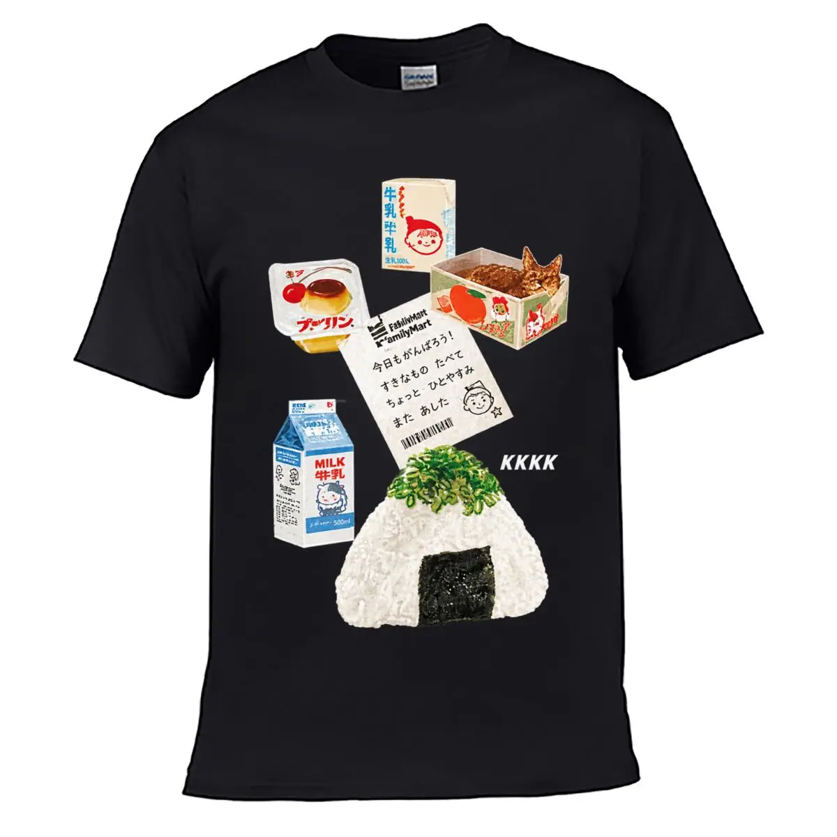 Familymart Japanese Food Milk Pudding Rice Ball Collage Men Summer T-shirt Top