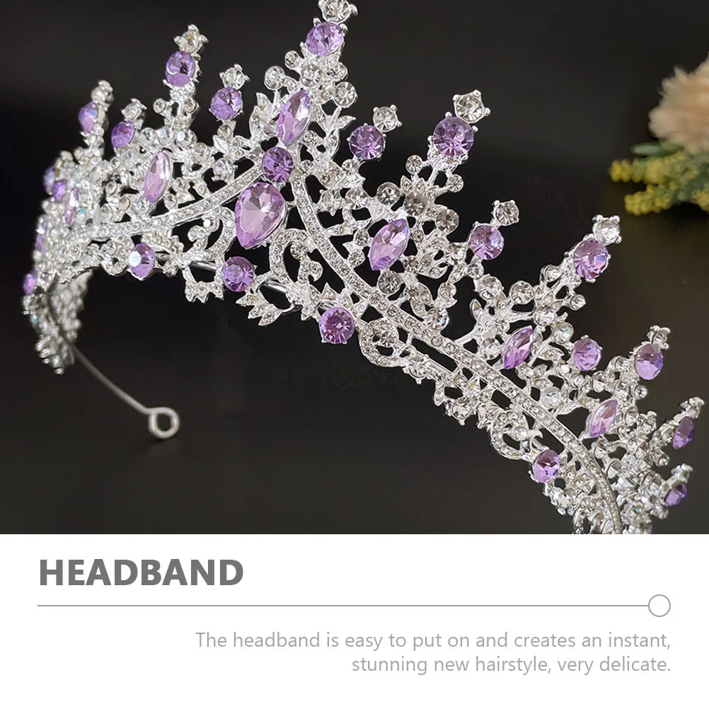 

Crystal Crown Bridal Headwear Purple Women Girls Birthday Sash Headb s Tiara Party Show Accessories Hair Styling Tool