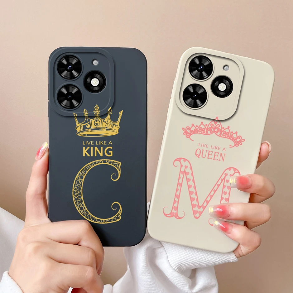 Case For Tecno Spark Go 2024 Advanced Sense Luxury Crown Letter Back Cover For Tecno Spark Go2024 Pattern Liquid Silicone Shell