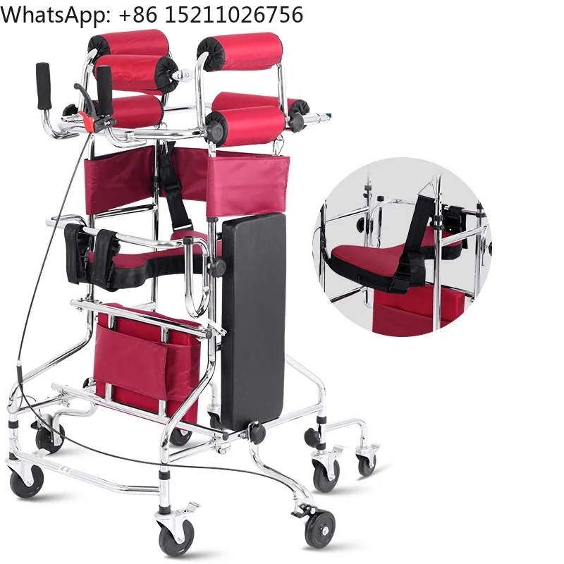 Adult Cerebral Palsy Walking Aid Hemiplegia Walker Lower Limb Training Standing Walking Frame With 8 Wheels