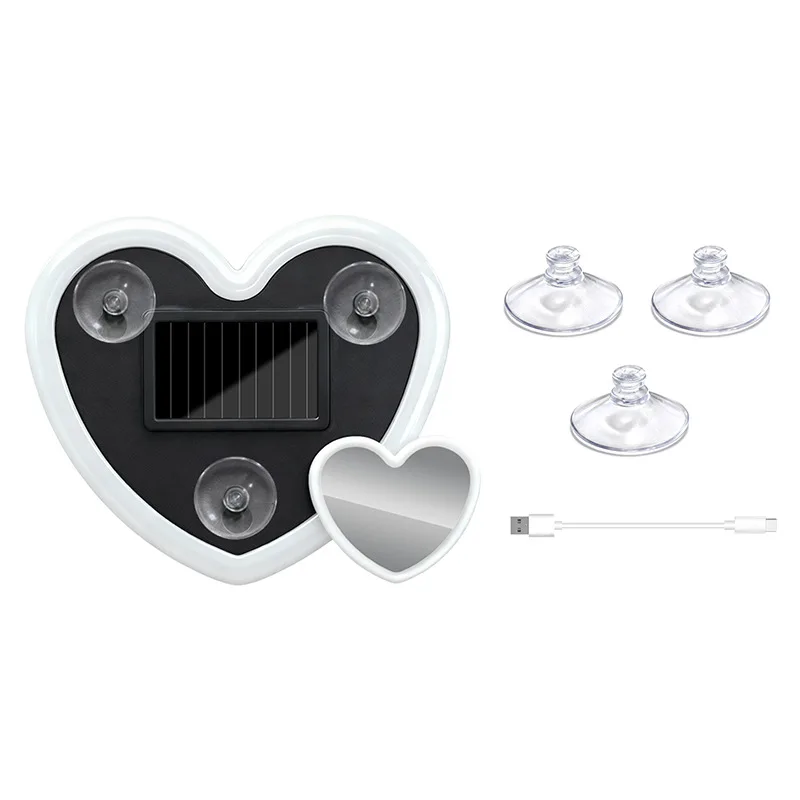 Car Neon Light Solar Powered Wireless Cute Heart Shaped Led Ambient Light Suction Cup USB Rechargeable Atmosphere Breathing Lamp
