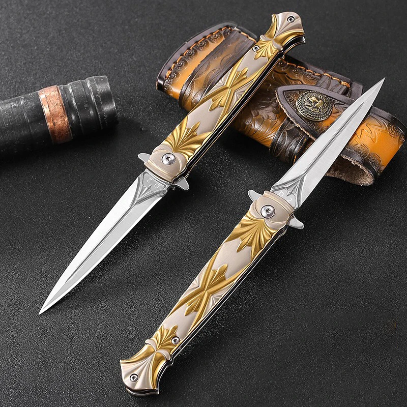 Outdoor mini folding knife, high hardness self-defense knife, hiking knife, multi-purpose portable knife, gift box set