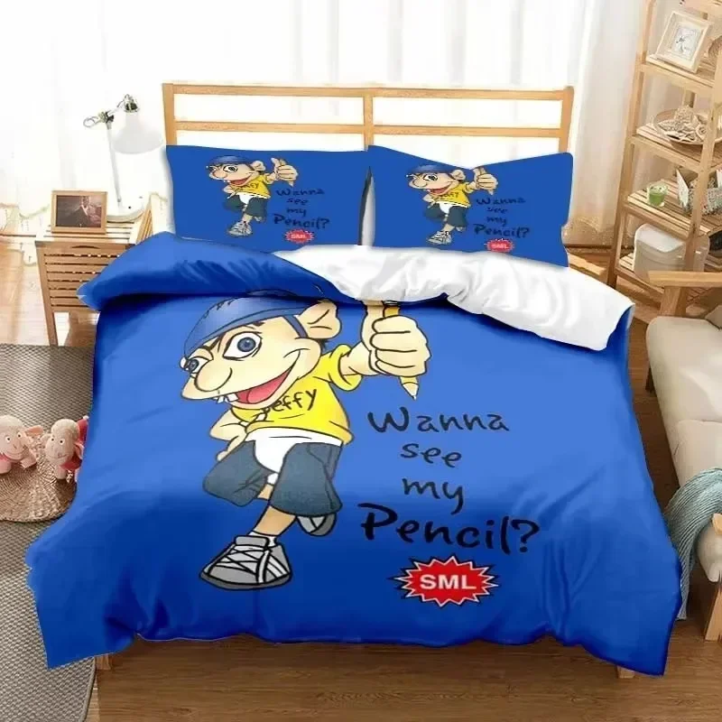 Luxury New 3D Print SML Cartoon Jeffy Bedding Set Double Twin King Duvet Cover Comforter Pillowcase Boys Girls Adults Bedroom