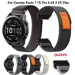 QuickFit-Correa de nailon para reloj inteligente, pulsera de 22 y 26mm para Garmin Fenix 7X 7Pro Solar 6X 6 Pro 5 5X Plus MARQ EPIX Gen 2 Mk2i Mk2