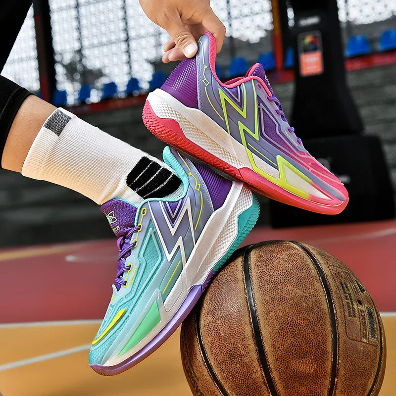 Professional Basketball Shoes Men High Quality Fluorescence Men's Basketball Sneakers Breathable Non-slip Women Training Shoes