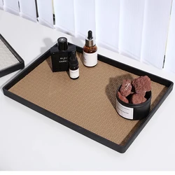 Ahunderjiaz-Rectangle Leather Storage Tray, Handmade Aroma Tray, Jewelry Tray, Bedroo, Home Decoration, Light, Luxury