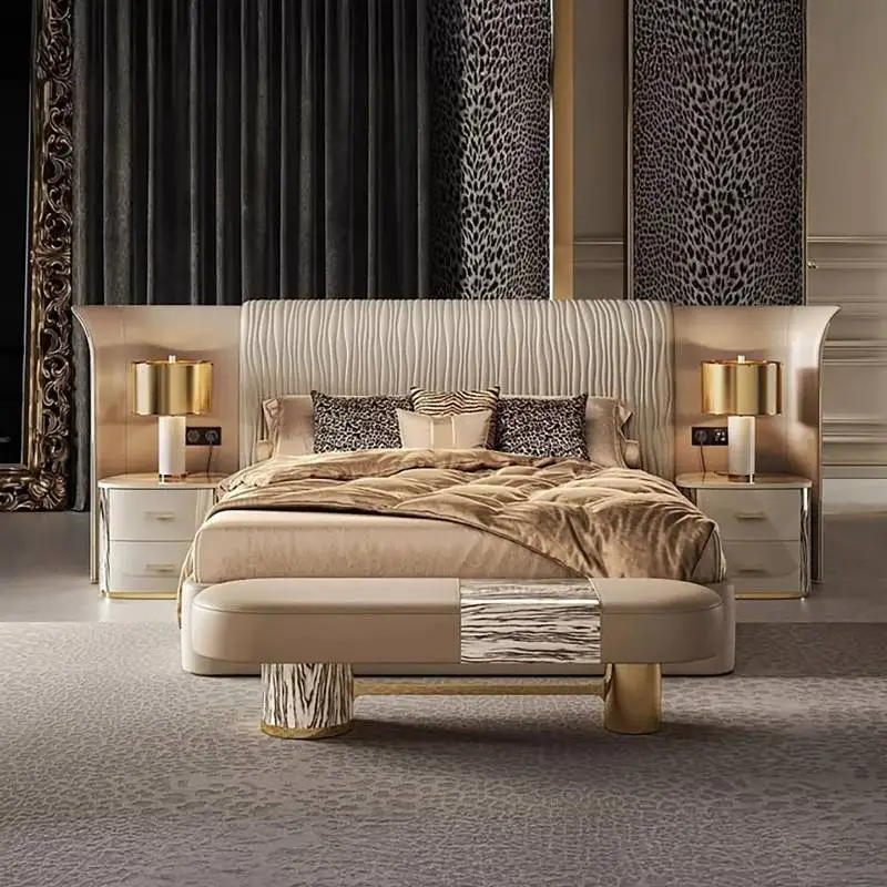 Support Lumbar Bed Frames Bedrooms Storage Wooden Style Double Bed Frames Bases Modern Household Camas Matrimoniales Furniture