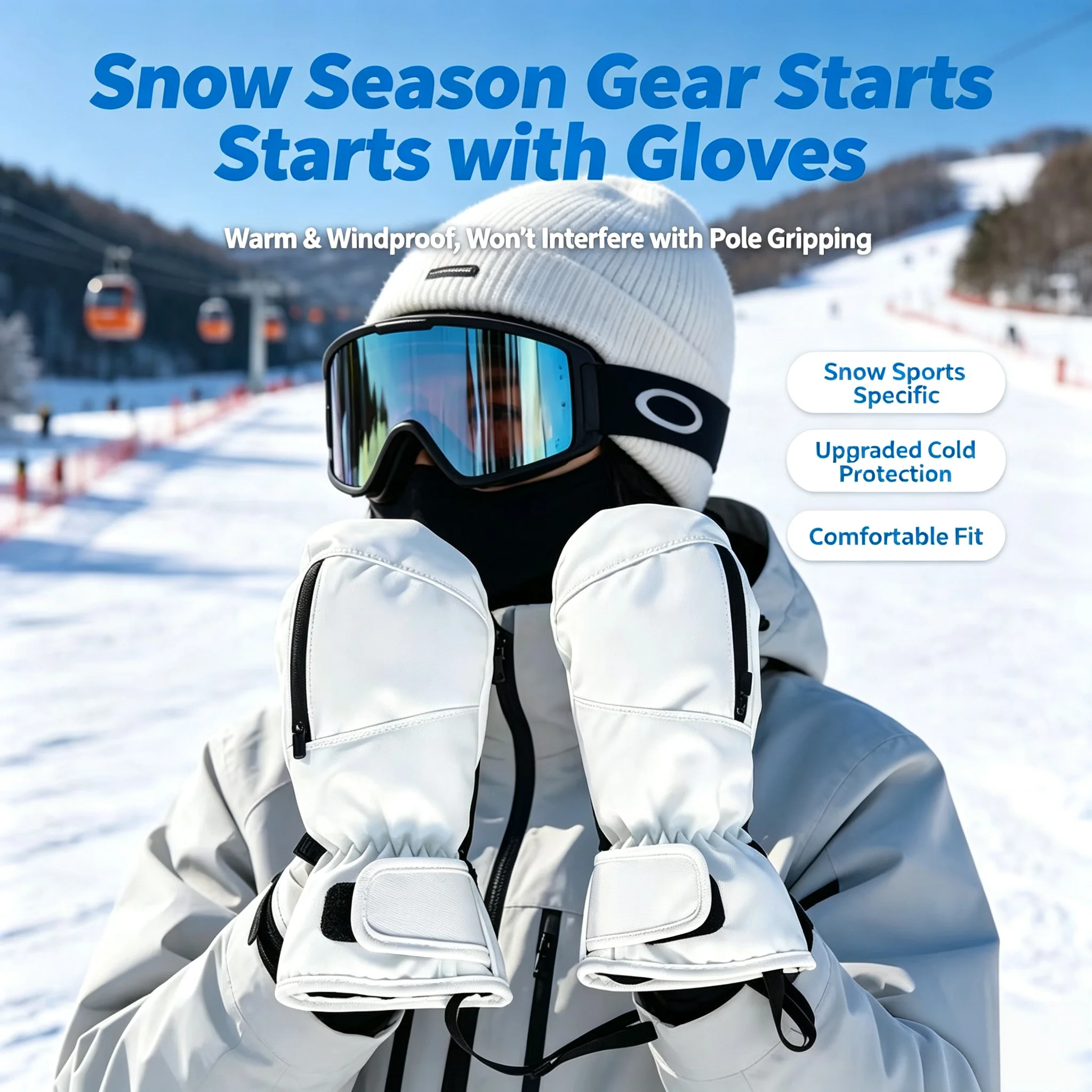 Thermal Winter Skiing Gloves for Men And Women Thick Snowboarding Snow Gloves Warm Waterproof Leather And Polyester