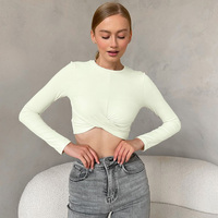 Women Sexy T-shirt Autumn Winter New Streetwear Fashion Long Sleeves O-Neck Versatile T-shirt Solid Female Club Party Clothing