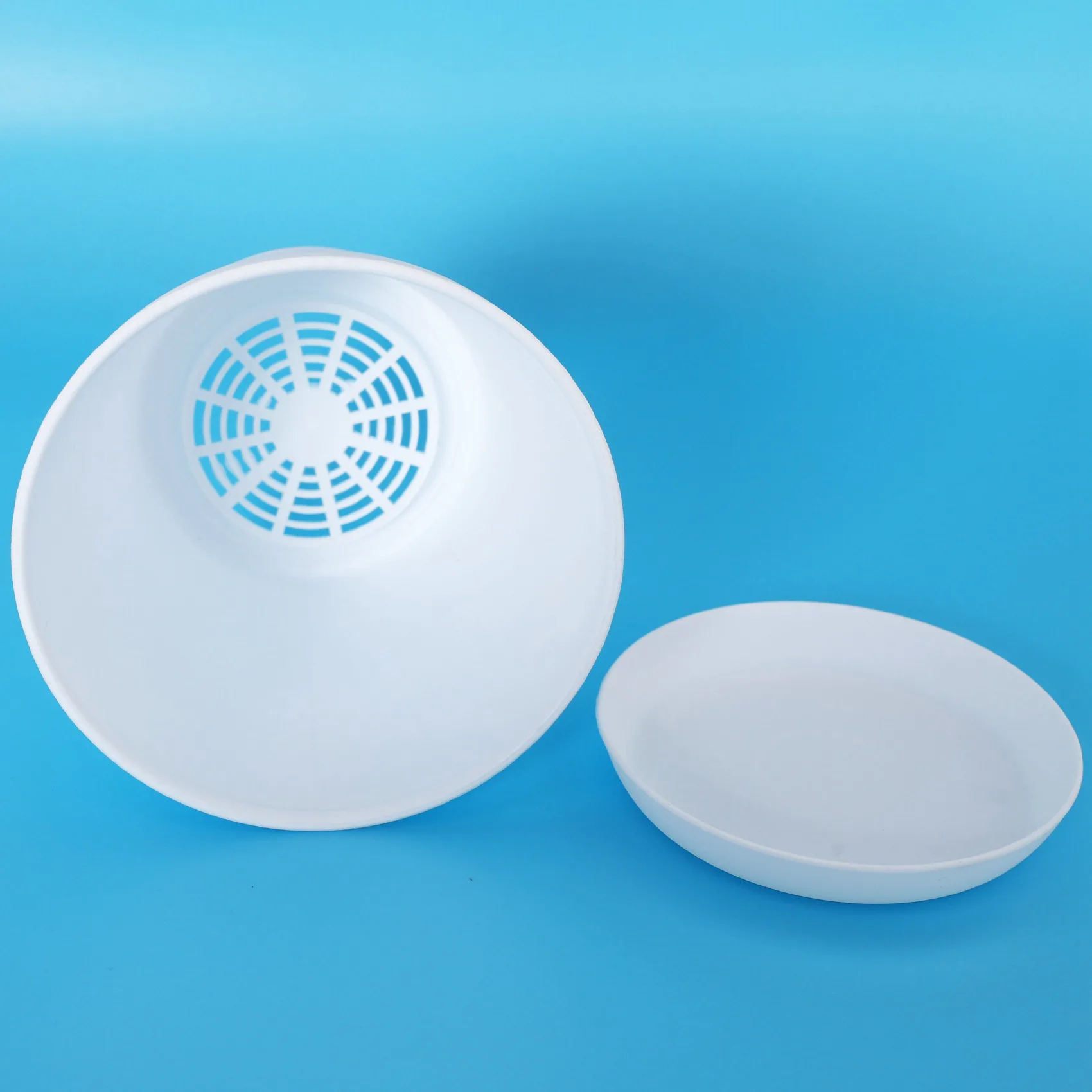 4X Plastic Plant Flower Pot Planter With Saucer Tray Round Gloss Home Garden Decor, White Upper Caliber - 14Cm/5.51Inch-AT36
