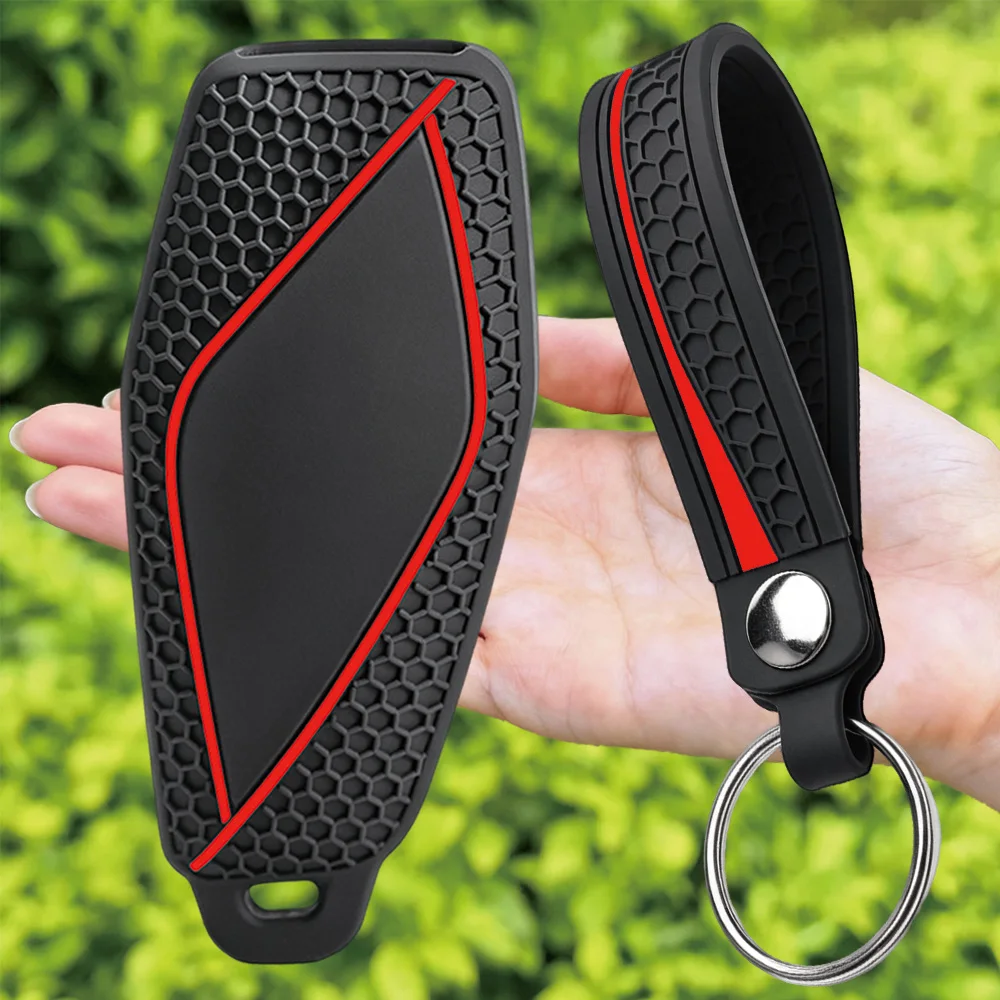 For MG MG5 MG6 ZS HS One Marvel R MG4 EHS EZS silicone car key fob cover with compact finger loop and key ring