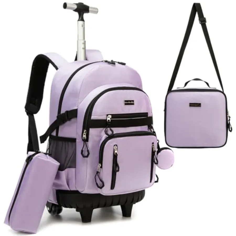 

Rolling Backpack for School Girls Rolling Backpack with Lunch Box Backpacks with Wheels for Teen Girls Roller Backpacks for Ele