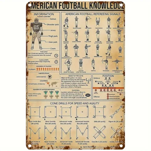 

Оловянная вывеска в винтажном/ретро-стиле, металлическая плакатная табличка FOOTBALL KNOWLEDG 8x12 дюймов
