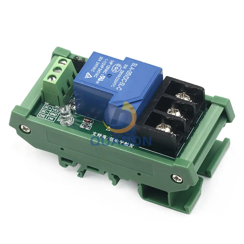 5V 12V 24V One 1 Channel Relay Module 30A with Optocoupler Isolation Supports High/Low Level Trigger with Guide Rail