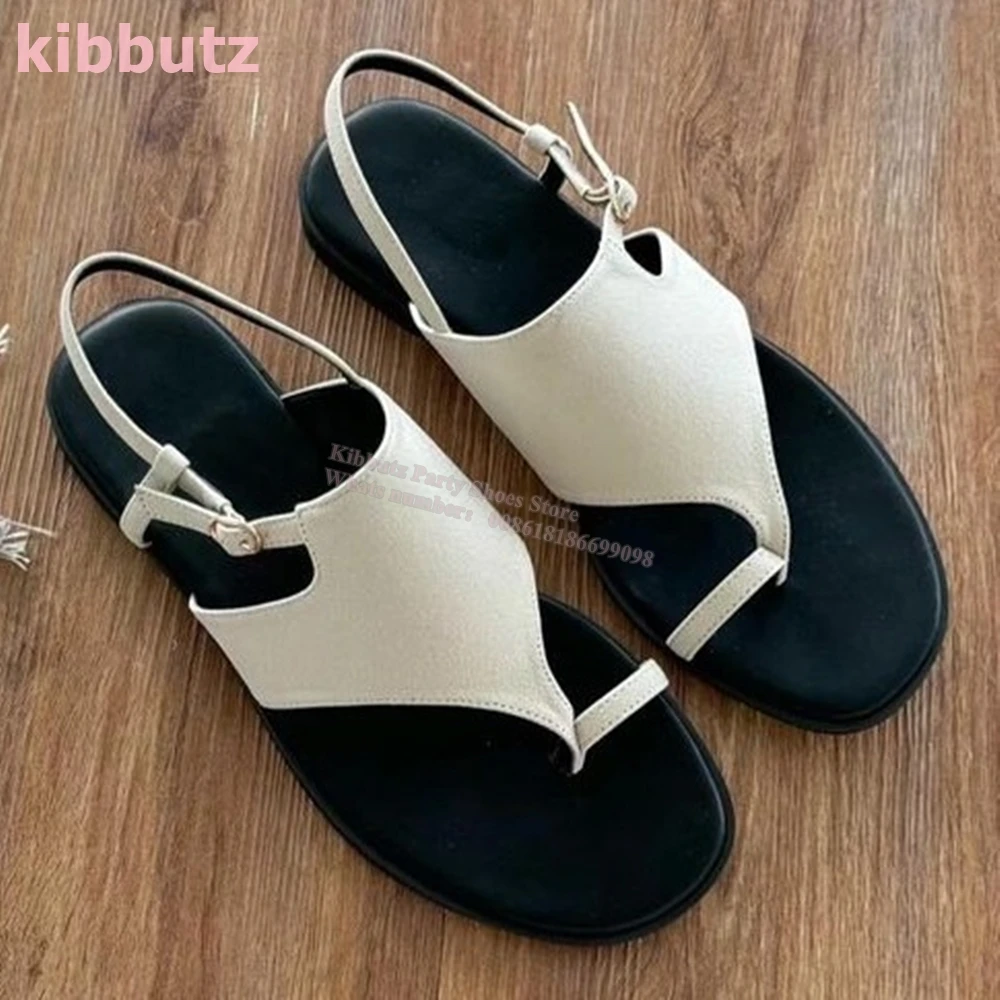 Suede Clip-Toe Rome Sandals Flat With Belt Ankle Buckle Mixed Color Fashion Concise Elegant Dress Women Summer Outdoor Shoes New