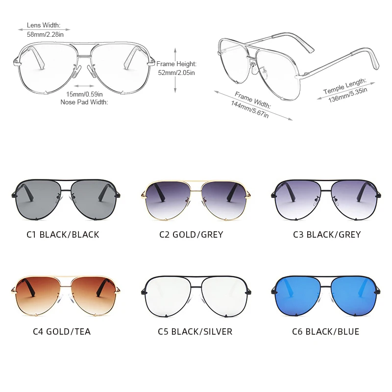 الكلاسيكية المعادن الطيران النظارات الشمسية النساء أزياء سبيكة الطيار نظارات شمسية الرجال التدرج الأسود القيادة ظلال السيدات UV400