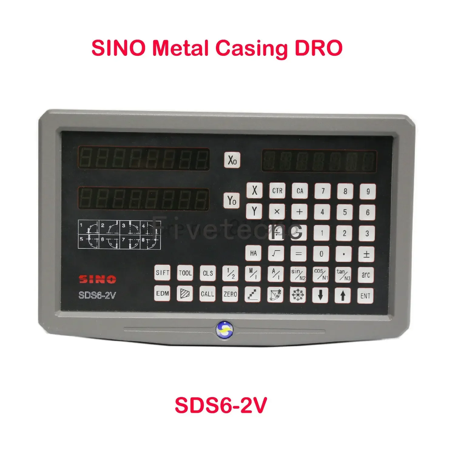 SINO SDS6-2V Metal DRO 2 Axis Digital Readout and 2pcs 5um Slim KA-500 Linear Scale Arrow KA500 Glass Encoder