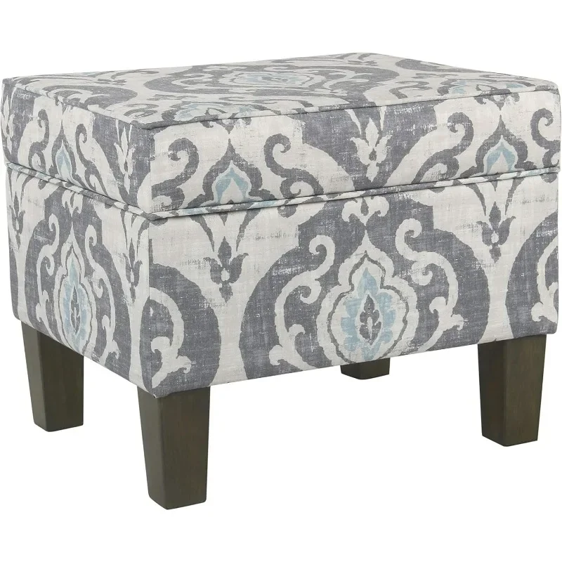 Home Decor | Upholstered Modern Rectangular Storage Ottoman | Hinged Lid Ottoman with Storage for Living Room & Bedroom