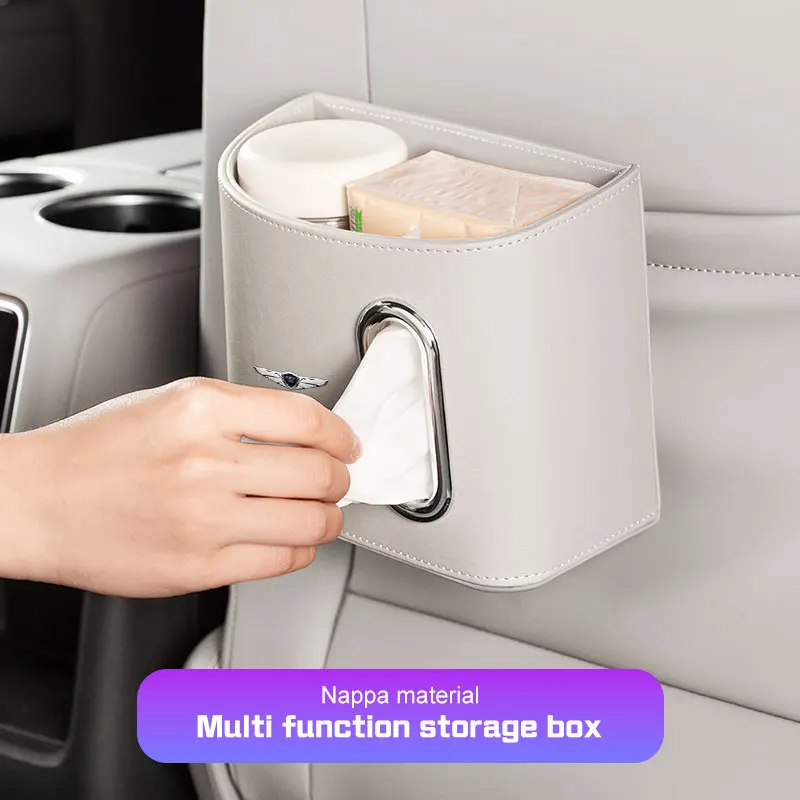 

For Genesis G80 GV70 GV80 GV60 G70 Essentia Neolun G90 X GV90 Leather Car Door/Seat Storage Bag Hanging Tissue Cup Organizer Box