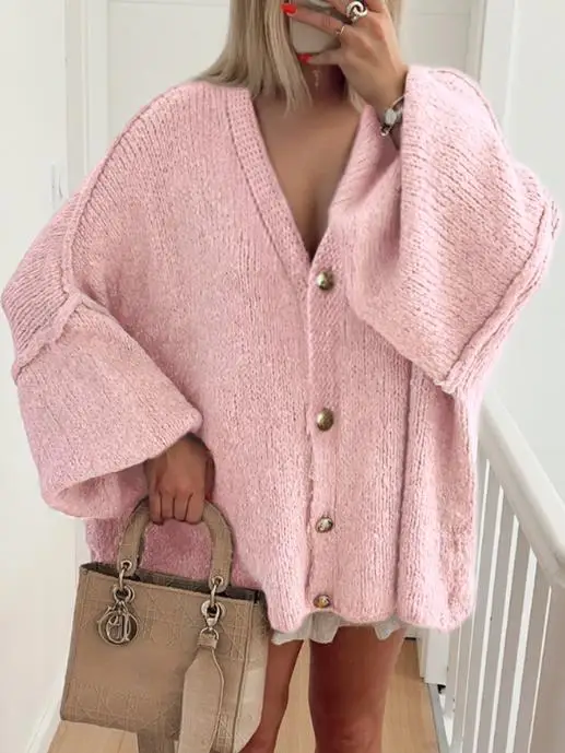 

Women's Clothing 2025 Autumn Casual Simple Wide Sleeved Woolen Shirt Sweater Fashionable Loose Comfortable Cardigan Sweater