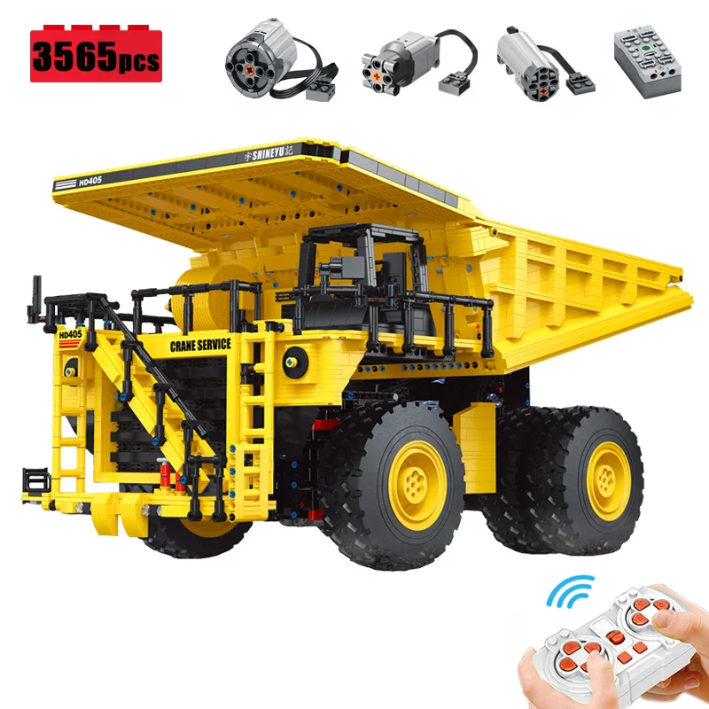 

Happy Build Engineering Vehicle Dump Truck Brick Car Model MOC City Remote Control Truck Blocks Assembling Toys for Boys Gift