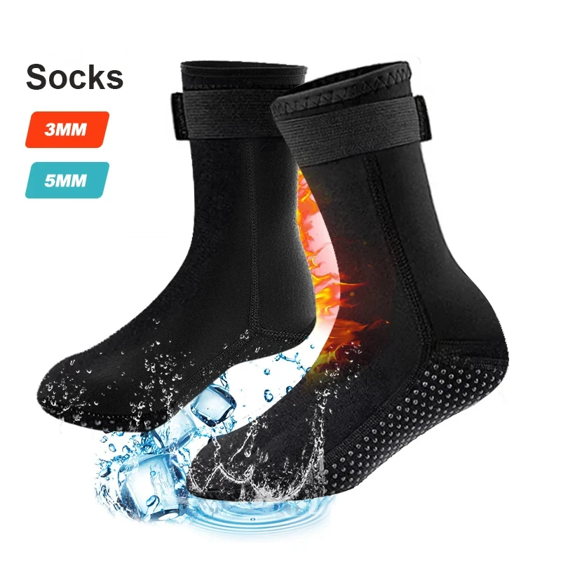 5mm Diving Socks 3mm Neoprene Wetsuit Water Socks Surf Beach Booties Anti-Slip Swimming Fin Sand Proof Ice Bath Warm Socks Scuba