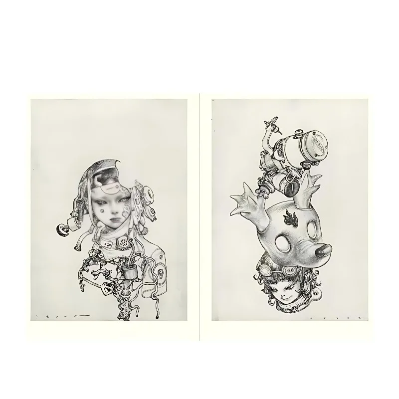 الفنان الياباني كاتسويا تيرادا رسم الأعمال الفنية كتاب رسم مخطوطة خط رسم الكتب مجموعة التوضيح اليابانية