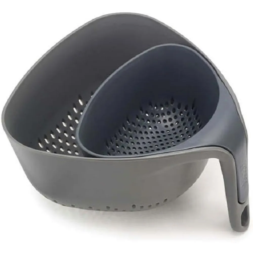 

Nest Colanders Stackable Set with Easy-Pour Corners and Vertical Handle, 2-piece, Gray