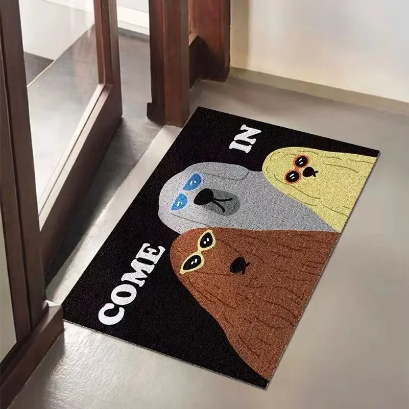 Funny Cats Entrance Doormat Dogs Anti-slip PVC Floor Mats Easy Clean Entry Porch Hallway Entryway Home Decor Dust Removal Carpet