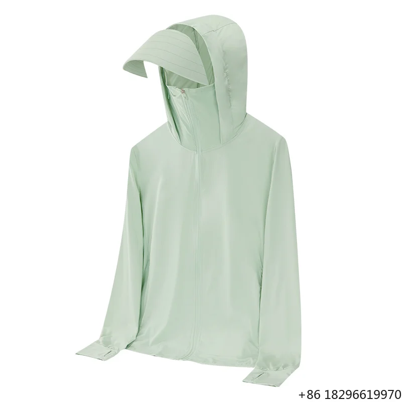 UPF100+ Ice Silk Sun Protection Hoodie Long Sleeve Anti UV Fishing Outdoor Breathable Sunscreen Jacket
