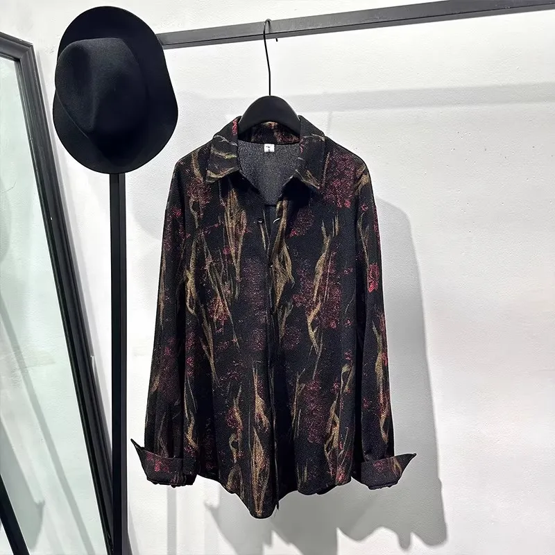 

Men Casual Shirts Gothic Style Men's Clothing Spring Male High Street Autumn Black Shirts