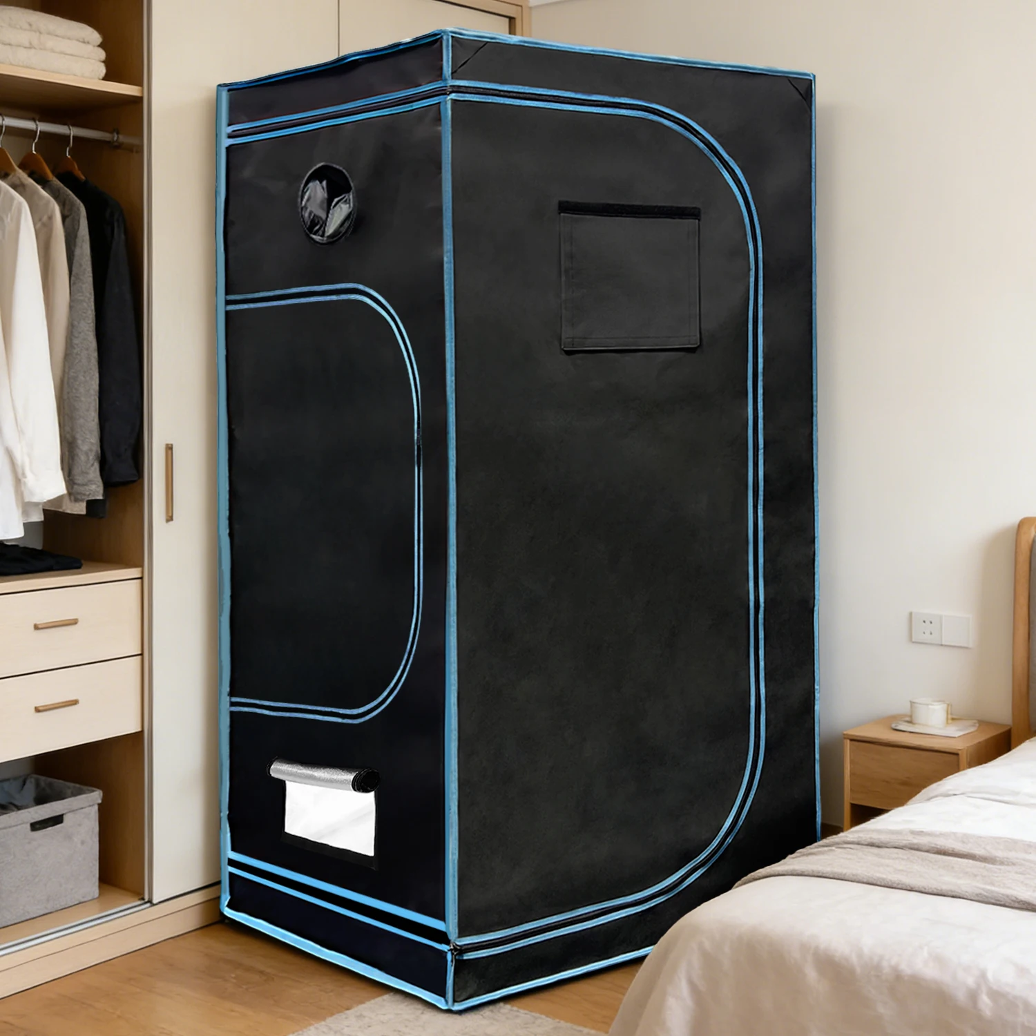 Tenda per Coltivazione Piante KAVUNION 100x100x200cm con Finestra di Osservazione, Supporto per Pavimento Rialzato e Kit di Attrezzi