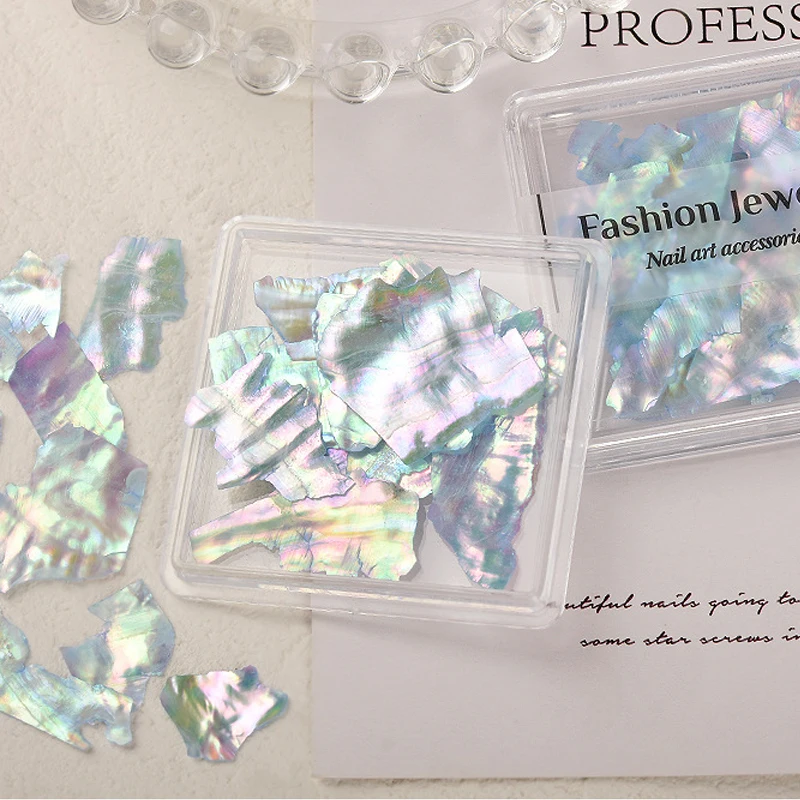 Ultradünne Große Natürliche Abalone-Muschelscheiben Nagelkunst-Dekorationen Unregelmäßige Aurora-Farben DIY Maniküre-Zubehör 1 Box – Detail 6