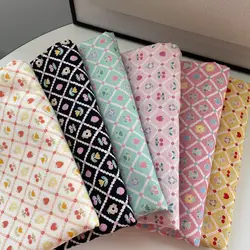 100% Cotton 60S Printed Fabric Korean Ins Style Checkerboard Floral Pants Children's Clothing Women's Clothing Sewing Materials