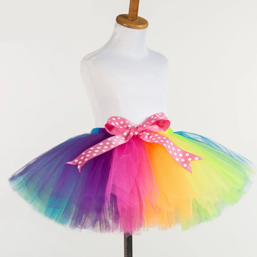 Rainbow Tutu Skirt for Baby Girls Dance Fluffly Ballet Tutus Toddler Kids Christmas Princess Skirts Children Birthday Costumes