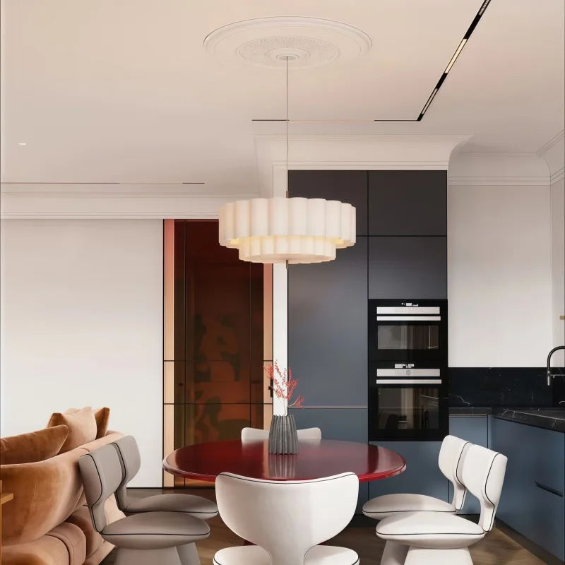 French Fabric Pendant Lamp Vintage Minimalist Art Pendant Light Japanese Restaurant Living Room Bedroom Luxury Hanging Lamp