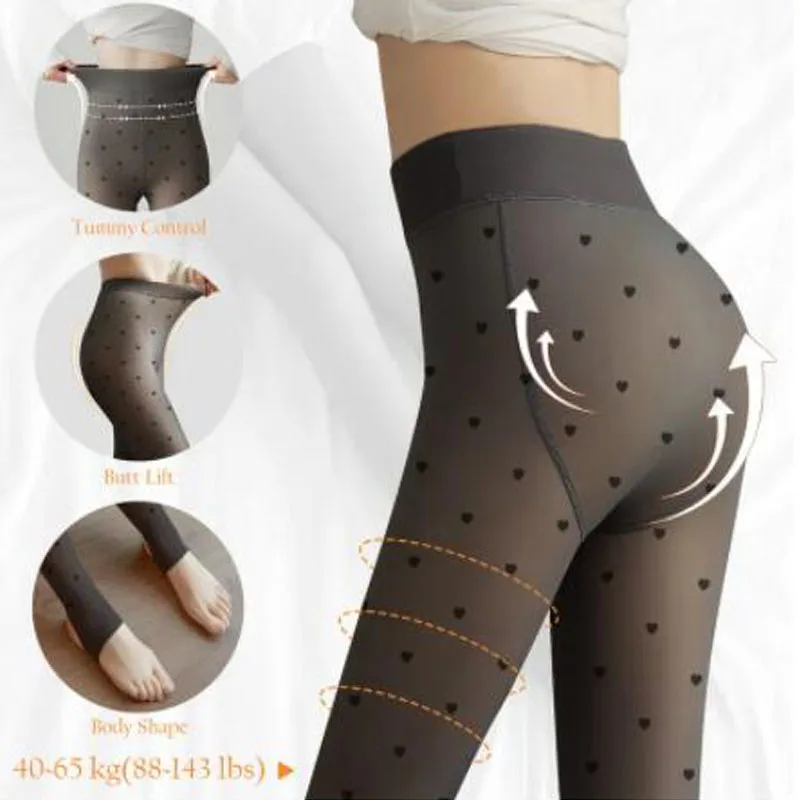 Sexy Tights Women Winter Thermal Leggings Ladies Fleece Lined Pantyhose Translucent Stocking Skin Effect Warm Insulated Tights