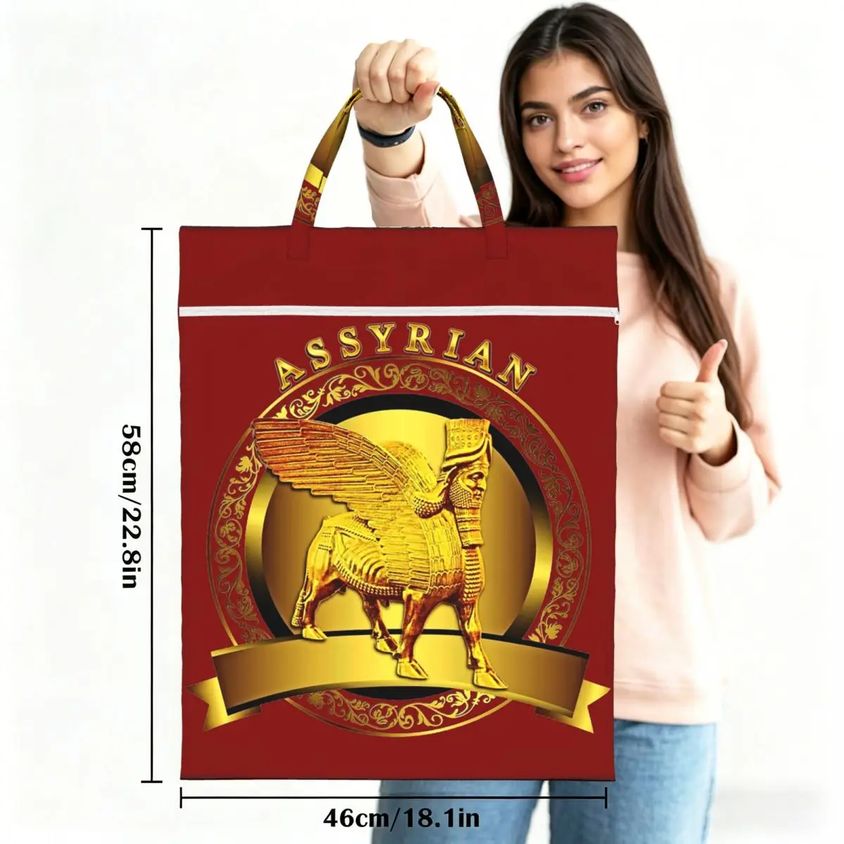 Luxury Assyrian Suryoyo Flag Travel Laundry Bag Waterproof Reusable Dirty Clothes Pouch Gym Yoga Vacation Washing Basket