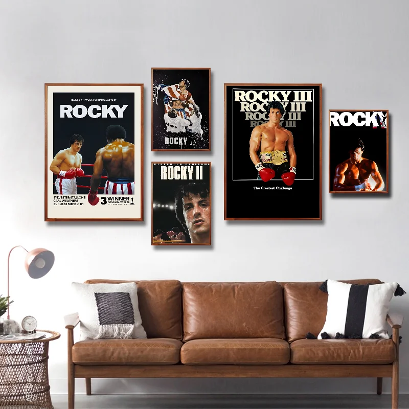 Rocky Inspirational Classic Movie Poster Self-adhesive Art Waterproof Paper Sticker Coffee House Bar Room Wall Decor