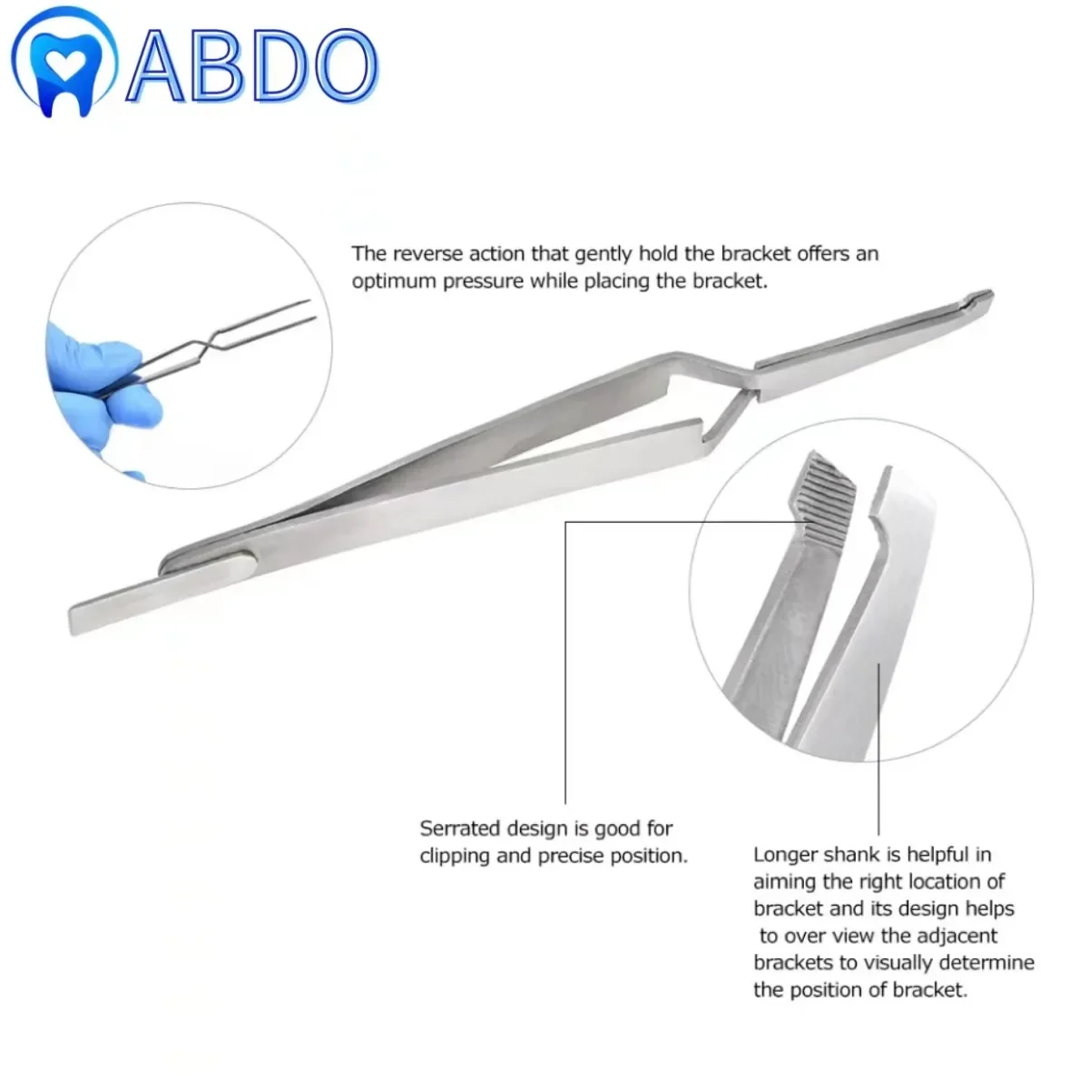 

Dental Bracket Tweezers Orthodontic Reverse Action Serrated Dentistry Instruments Stainless Steel Dentist Tools Dentisty Tool