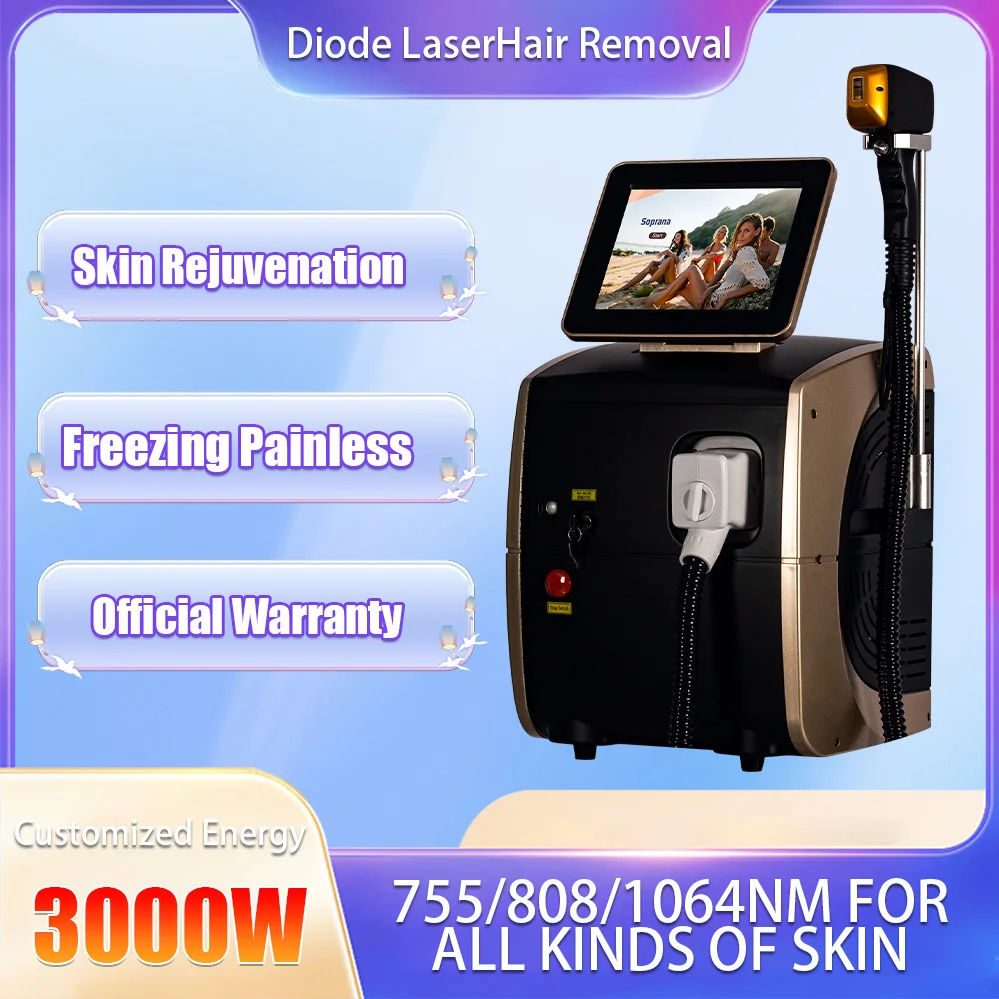 

3000W professional laser hair removal machine Alexander diode four wave 808 755 1064 white ice titanium laser hair removal devic