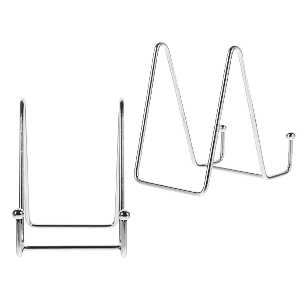 

2 Pcs Photo Display Stand Dish Picture Stands Plate Holder Nail Easel Iron Table Top Travel Decorative