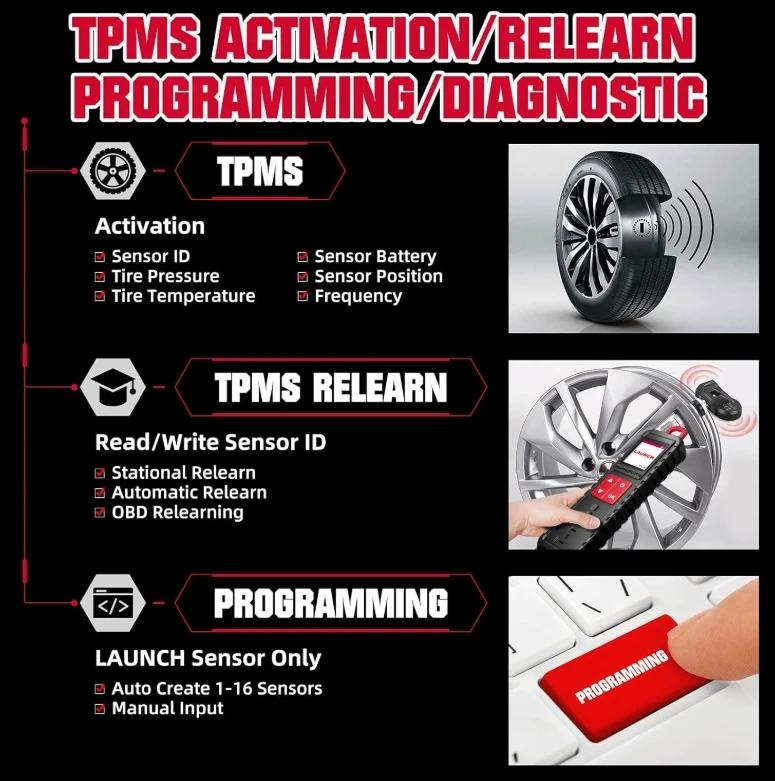 LAUNCH X431 I-TPMS Automotive Tire Pressure Diagnostic Tool Can Be Binded with X-431 Scanner for Android /X431 V pk TSGUN