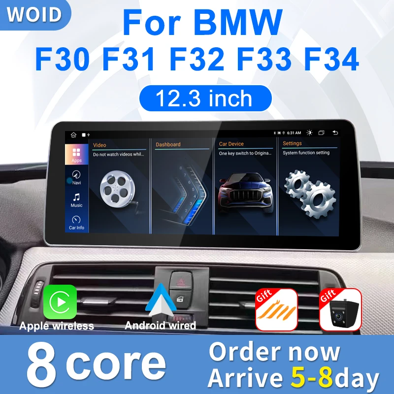 ID8 Android Auto Radio Car Central Multimedia Player Display Carplay For BMW 3\4 Series F30 F31 F32 F33 F34 F36 WIFI BT GPS Navi