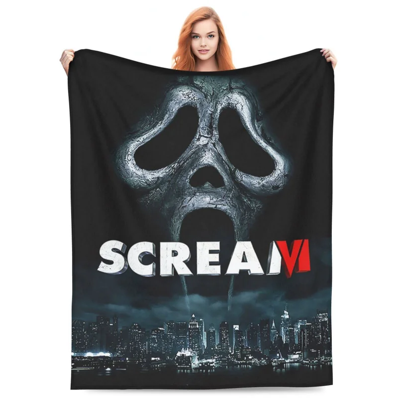 

Horror Movie Scream Ghost Face Soft Cozy Throw Blanket Plush Lightweight Warm Fuzzy Flannel Blankets and Throws for Couch