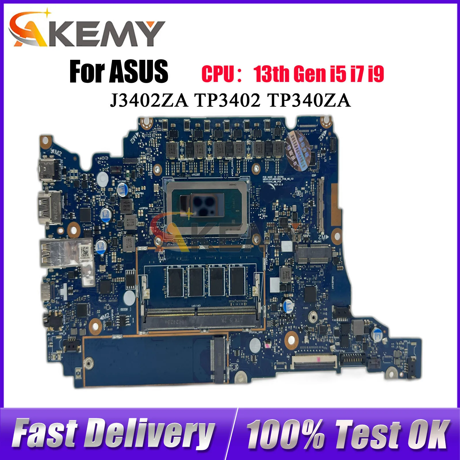 

TP3402VA Laptop Motherboard For ASUS VivoBook Flip TP340ZA J3402ZA TP3402 R3402ZA Mainboard With 13th Gen i5 i7 i9 tests OK stk