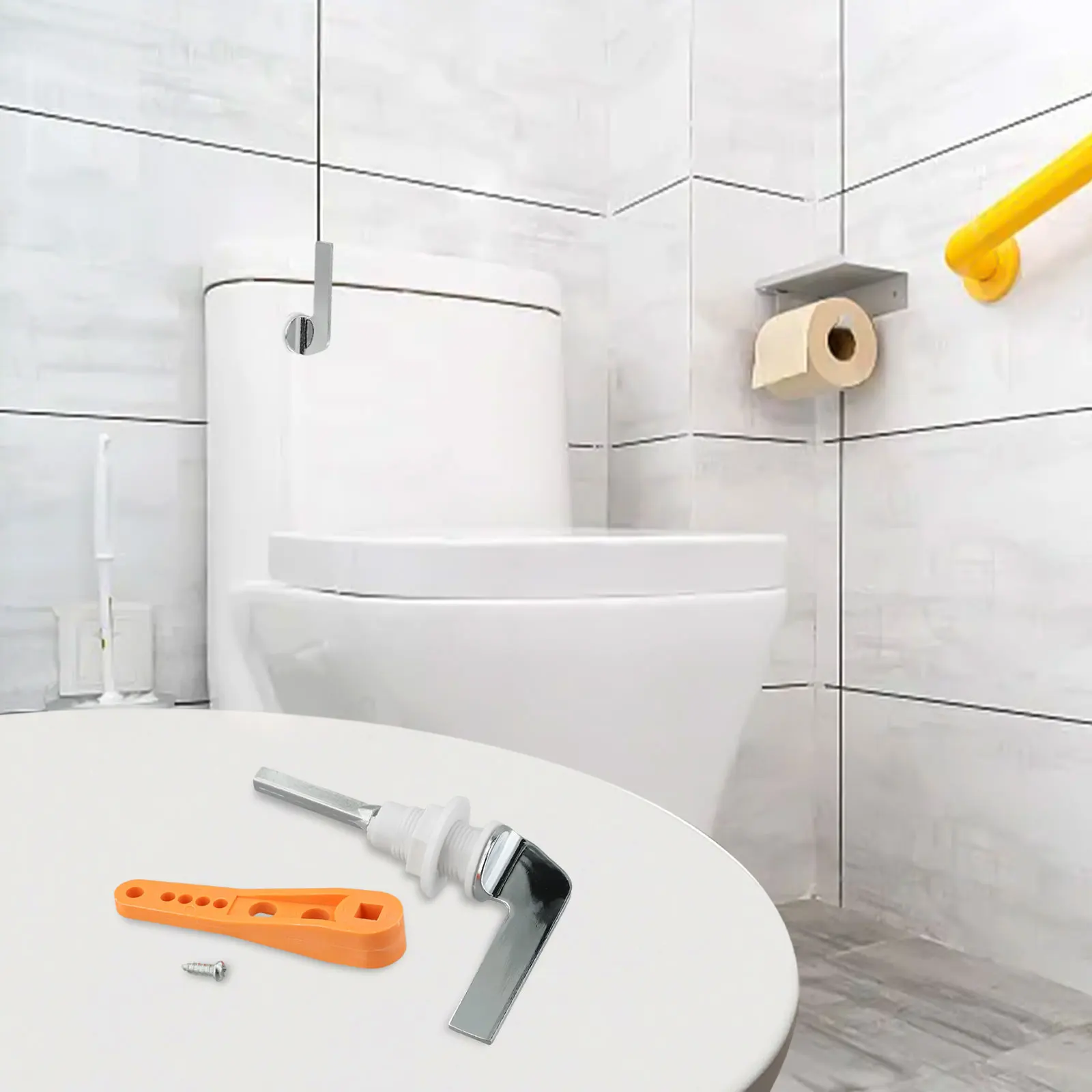 Poignée de chasse d'eau à levier Easy Grip pour toilettes – Amélioration de la salle de bain – Compatible avec les chasses d'eau de toilettes – Installation simple