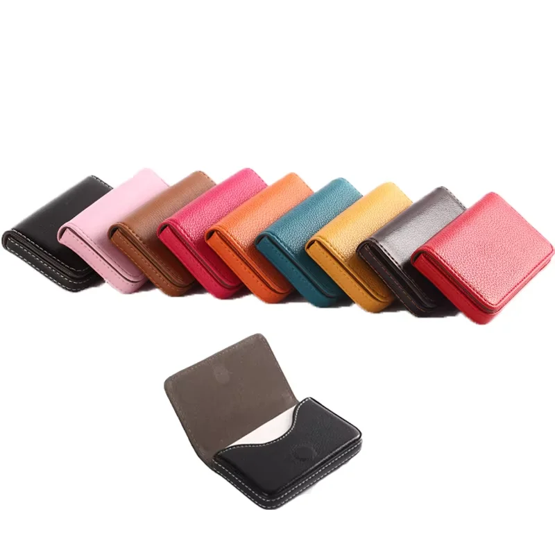 1Pcs PU Leather Business Card Holder Magnetic Clasp Card Organizer Pocket Sized Business Card Case For Office