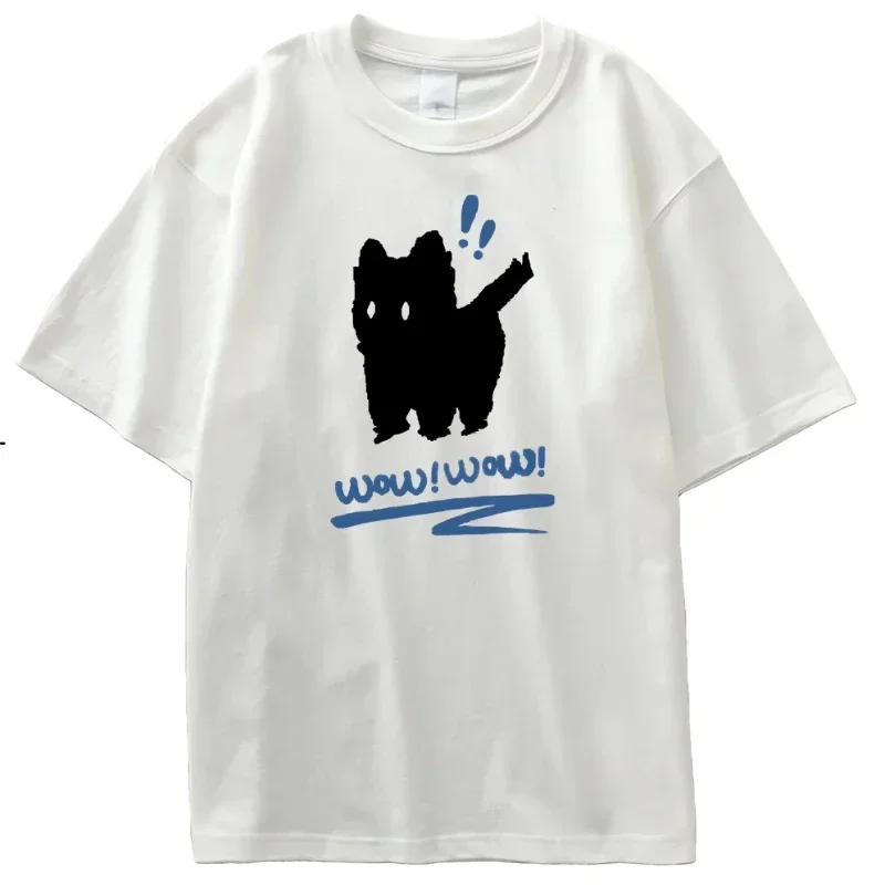 

Collaboration Black White Cat Short Sleeve T-Shirt for Men and Women 2024 New Trend Teen Summer Loose T-shirt Print
